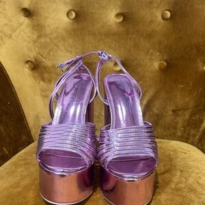 Nasty Gal Shiny Purple Platform Sandals